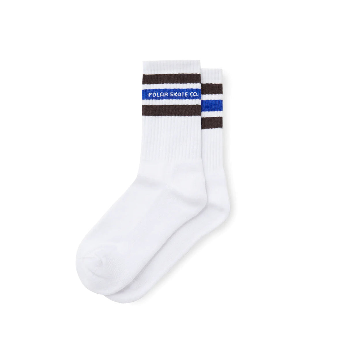 POLAR Fat Stripe Socks White/Brown/Blue Men's Socks Polar