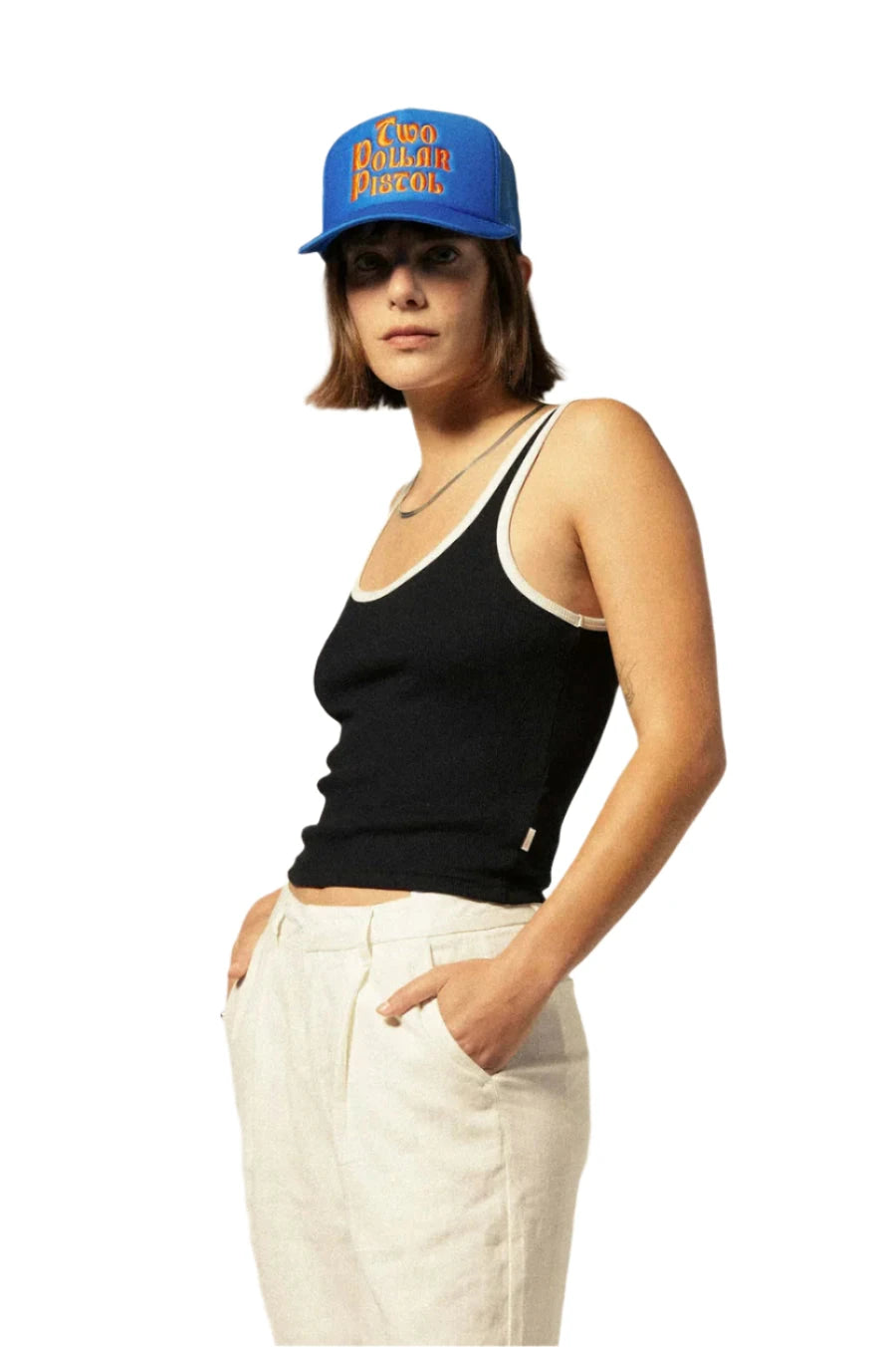 BRIXTON Women's Ringer Organic A-Tank Black/Off White Women's Tank Tops and Halter Tops Brixton