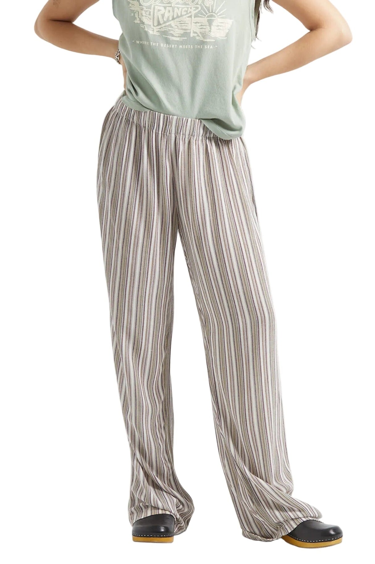 BRIXTON Women's The Alley Lounge Pant Worn In Robust Red Stripe Women's Pants Brixton