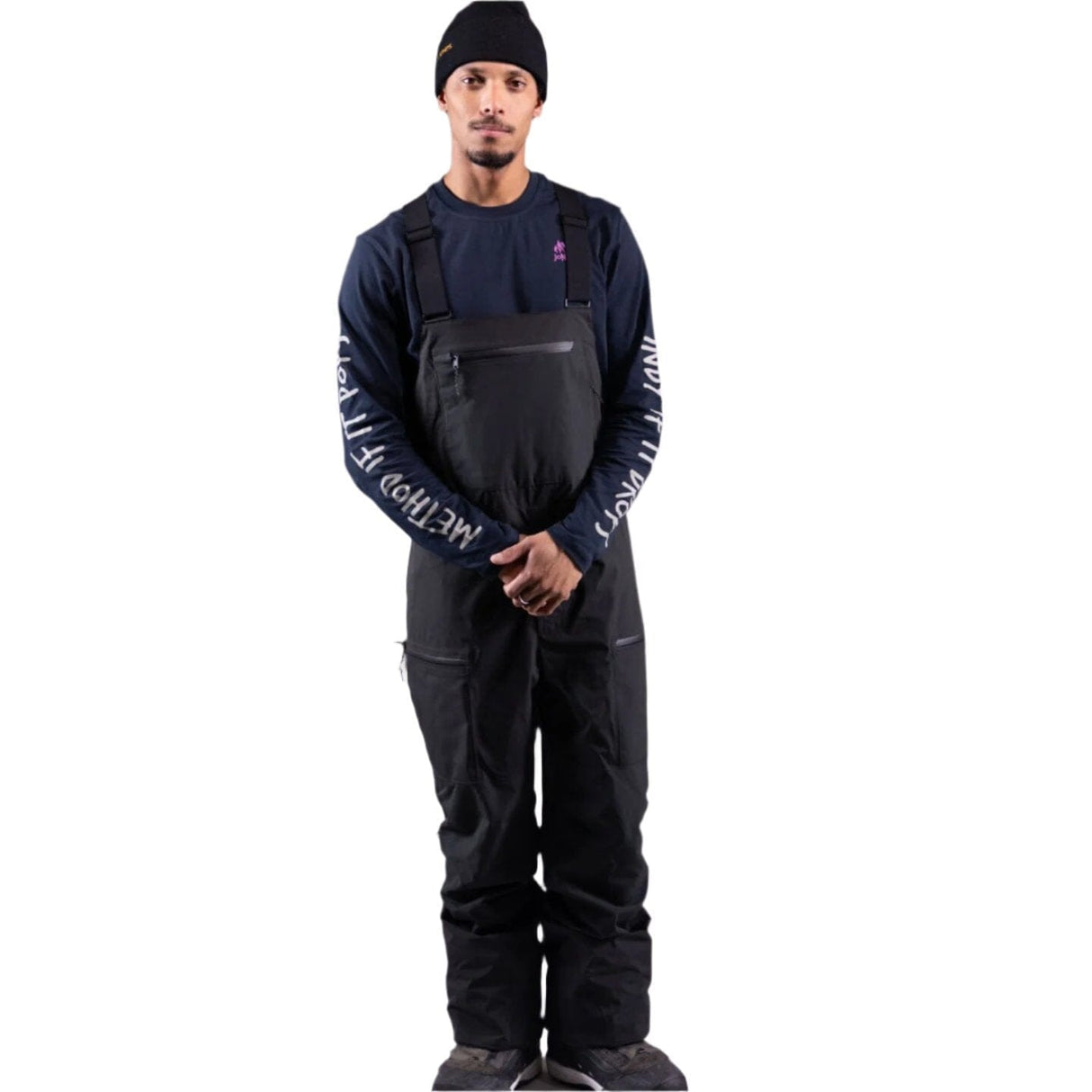 JONES MTN Surf Recycled Bib Snowboard Pants Stealth Black 2025 Men's Snow Bib Pants Jones Snowboards