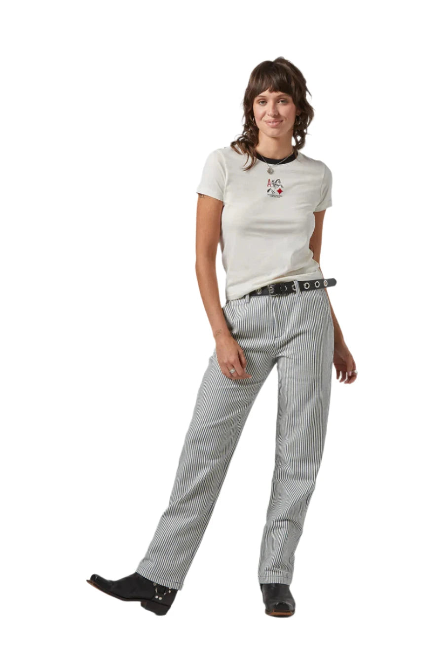 BRIXTON Women's Bedford Pants Azure Blue Pinstripe Women's Pants Brixton