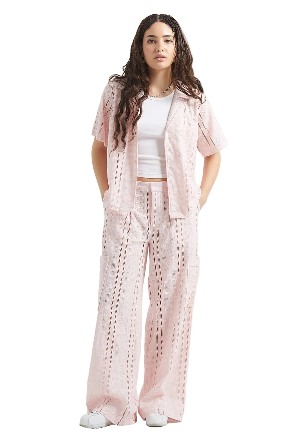 BRIXTON The Mercer Wide Leg Trouser Pant Chalk Pink Women's Pants Brixton