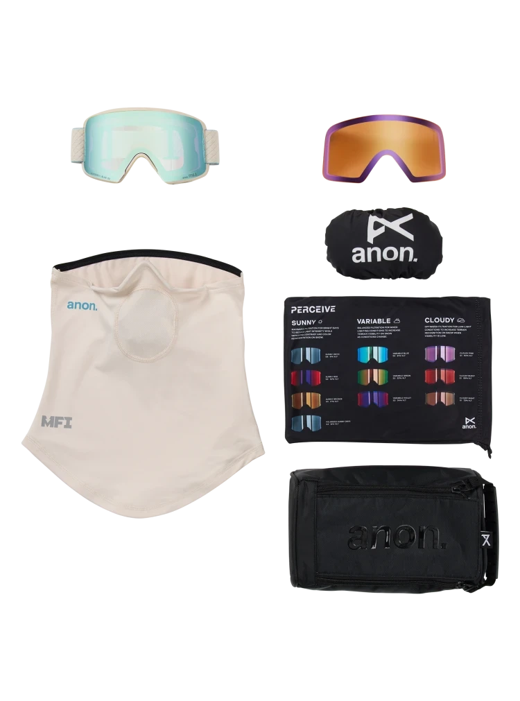 ANON M6S Oat - Perceive Variable Blue + Perceive Cloudy Pink + Facemask Snow Goggle Snow Goggles Anon