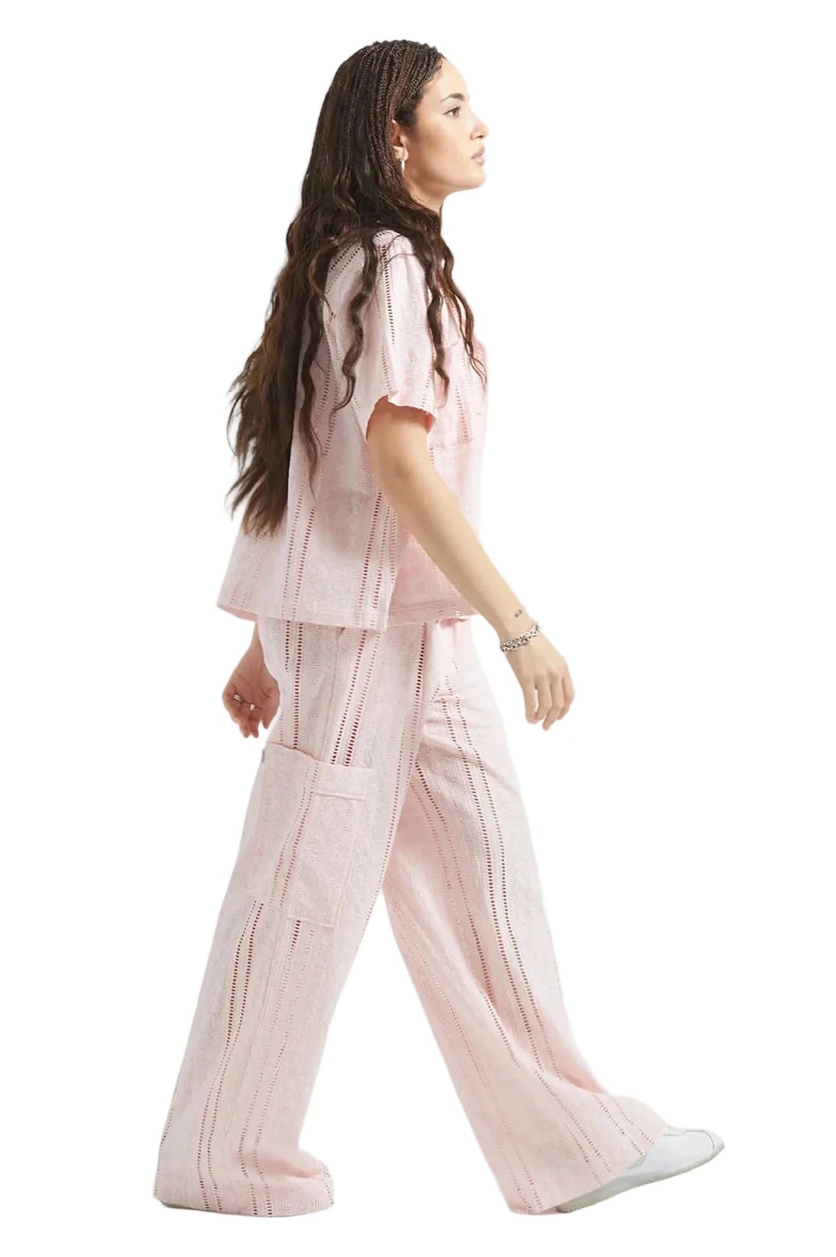 BRIXTON The Mercer Wide Leg Trouser Pant Chalk Pink Women's Pants Brixton