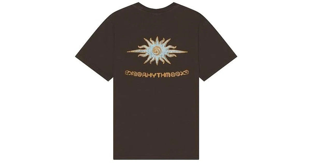 RHYTHM Flame Printed Vintage T-Shirt Black Men's Short Sleeve T-Shirts Rhythm