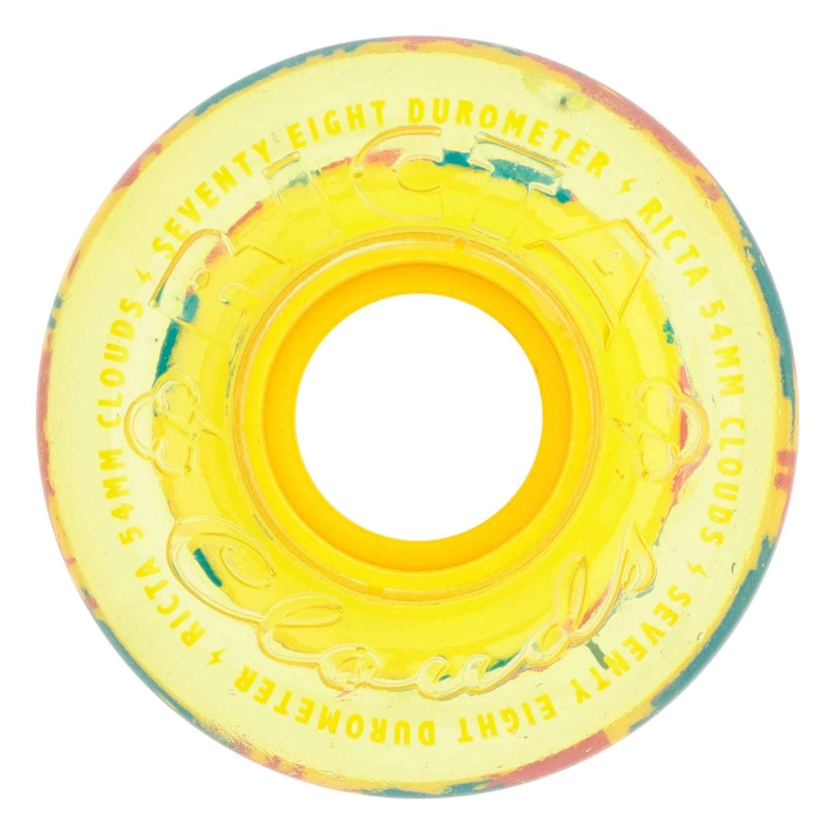 RICTA Clouds Clear Splatter Camo Yellow 78A 54mm Skateboard Wheels Skateboard Wheels Ricta