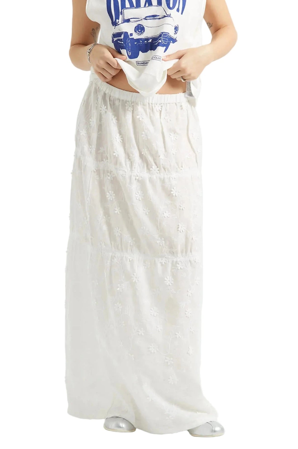 BRIXTON The Abigail Skirt Off White Floral Women's Skirts Brixton