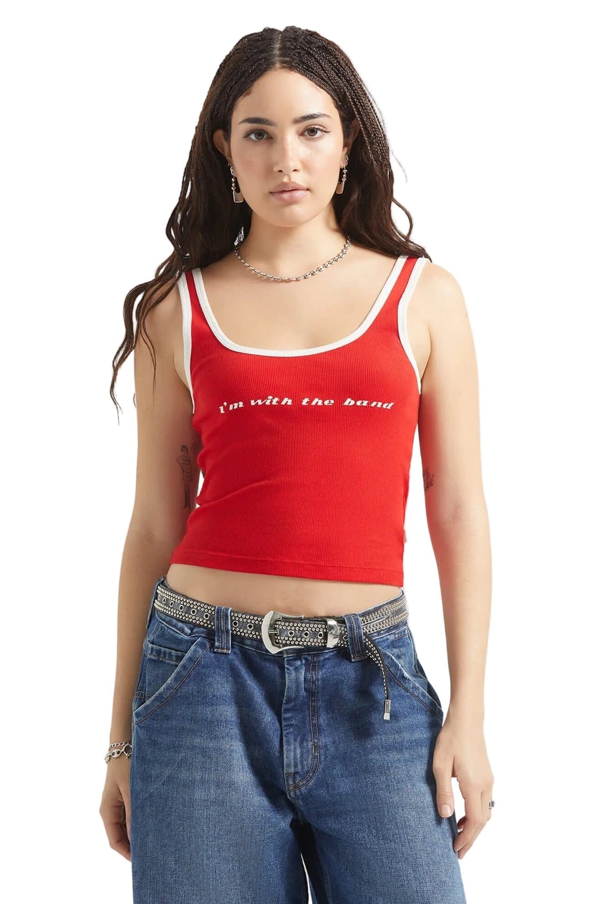 BRIXTON Women's I'm With The Band Ringer Tank Top Adrenaline Rush Women's Tank Tops and Halter Tops Brixton