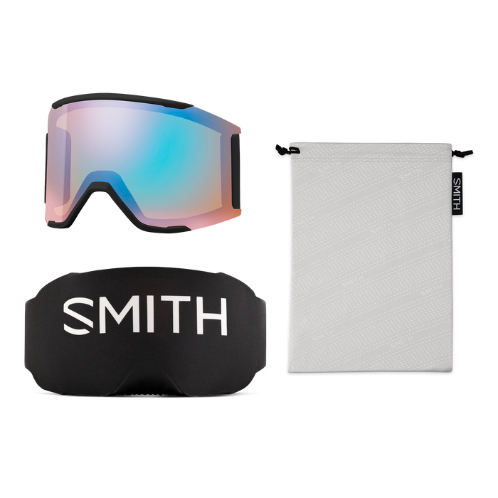 SMITH Squad MAG Black - ChromaPop Pro Photochromic Gold Mirror + ChromaPop Storm Blue Sensor Mirror Snow Goggle Snow Goggles Smith