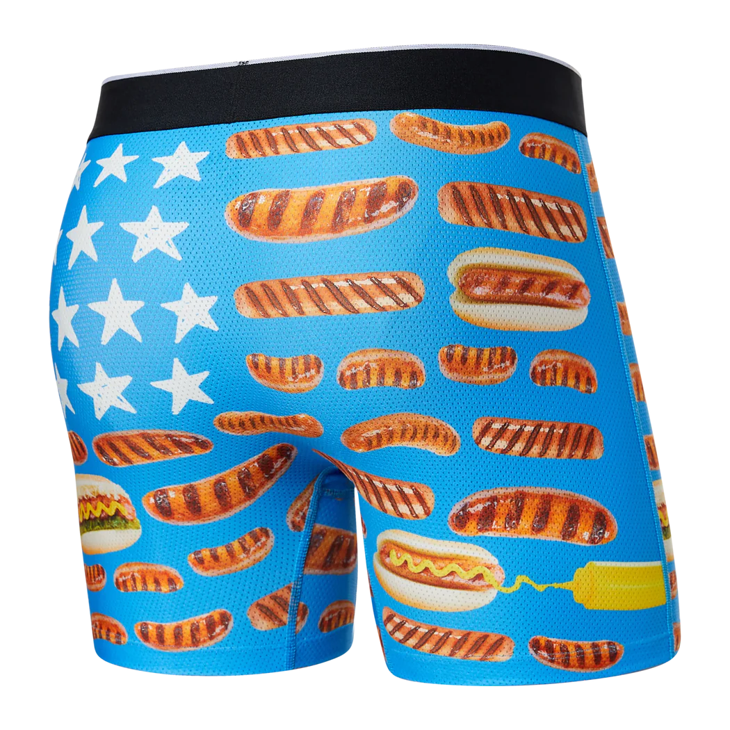 SAXX Volt Breathable Mesh Boxer Brief Underwear All-American Wiener Blue Men's Underwear Saxx