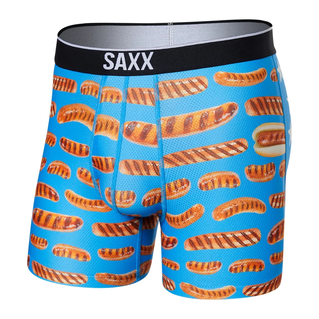SAXX Volt Breathable Mesh Boxer Brief Underwear All-American Wiener Blue Men's Underwear Saxx