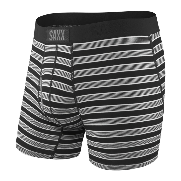 SAXX Ultra Super Soft Boxer Brief Underwear Black Crew Stripe Men's Underwear Saxx