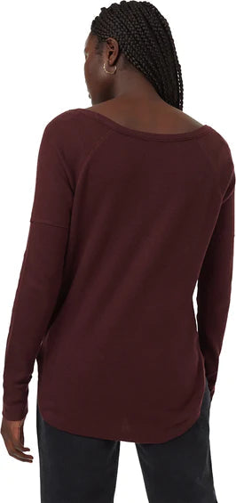 TENTREE Women's Waffle Crewneck Longsleeve Shirt Vintage Mulberry Women's Long Sleeve T-Shirts Tentree