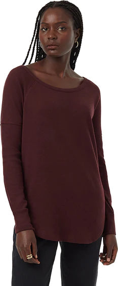 TENTREE Women's Waffle Crewneck Longsleeve Shirt Vintage Mulberry Women's Long Sleeve T-Shirts Tentree