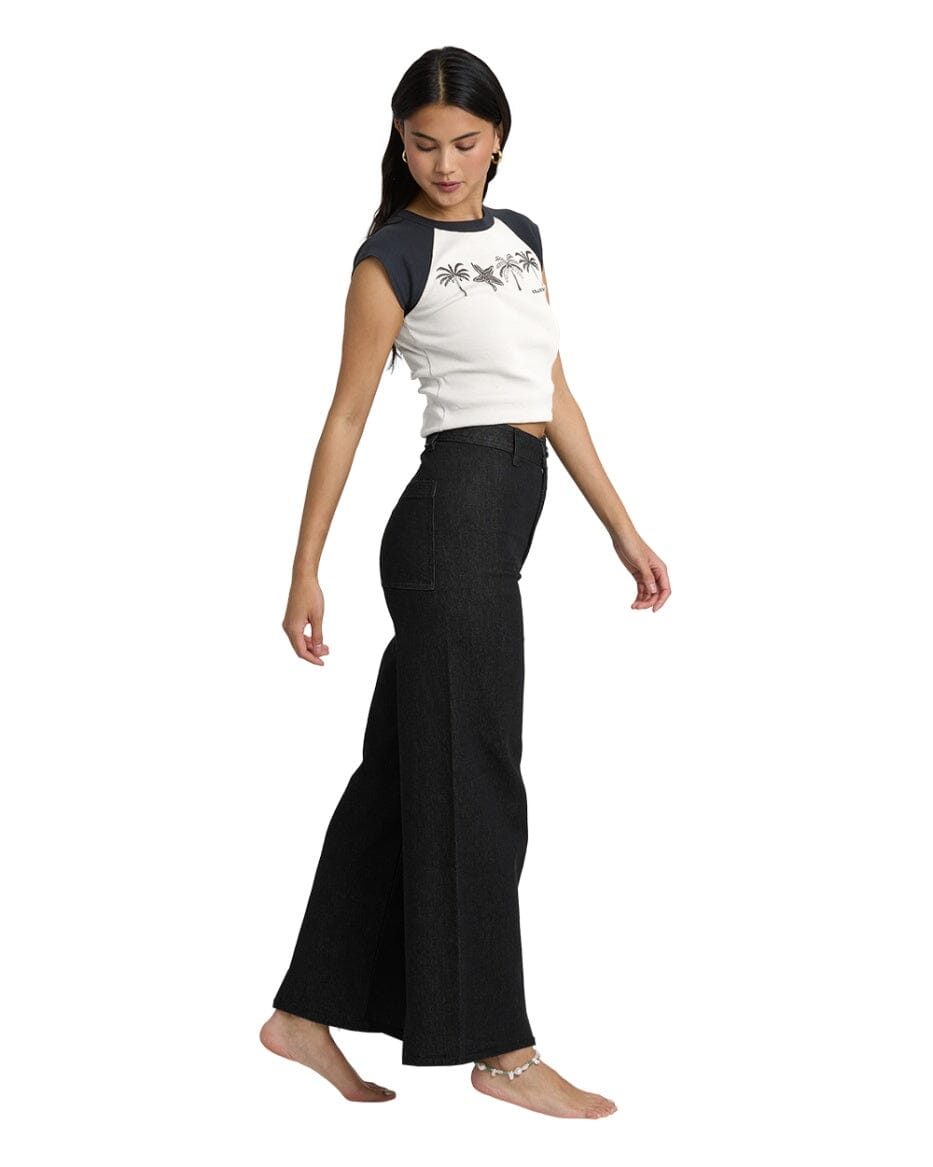 BILLABONG Women's Free Fall Twill Denim Pants Black Women's Pants Billabong