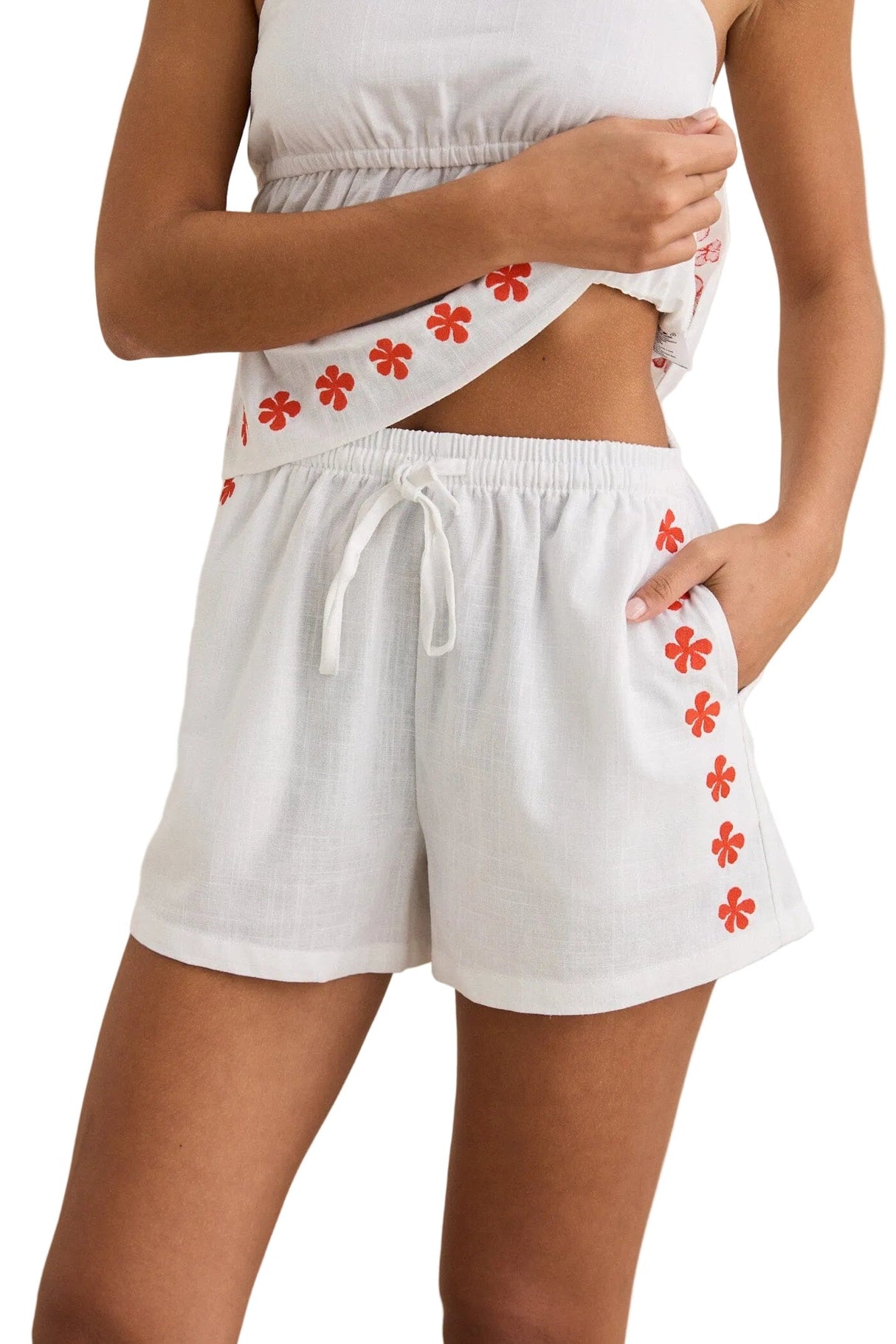 RHYTHM Women's Melia Floral Embroidered Short White Women's Shorts Rhythm