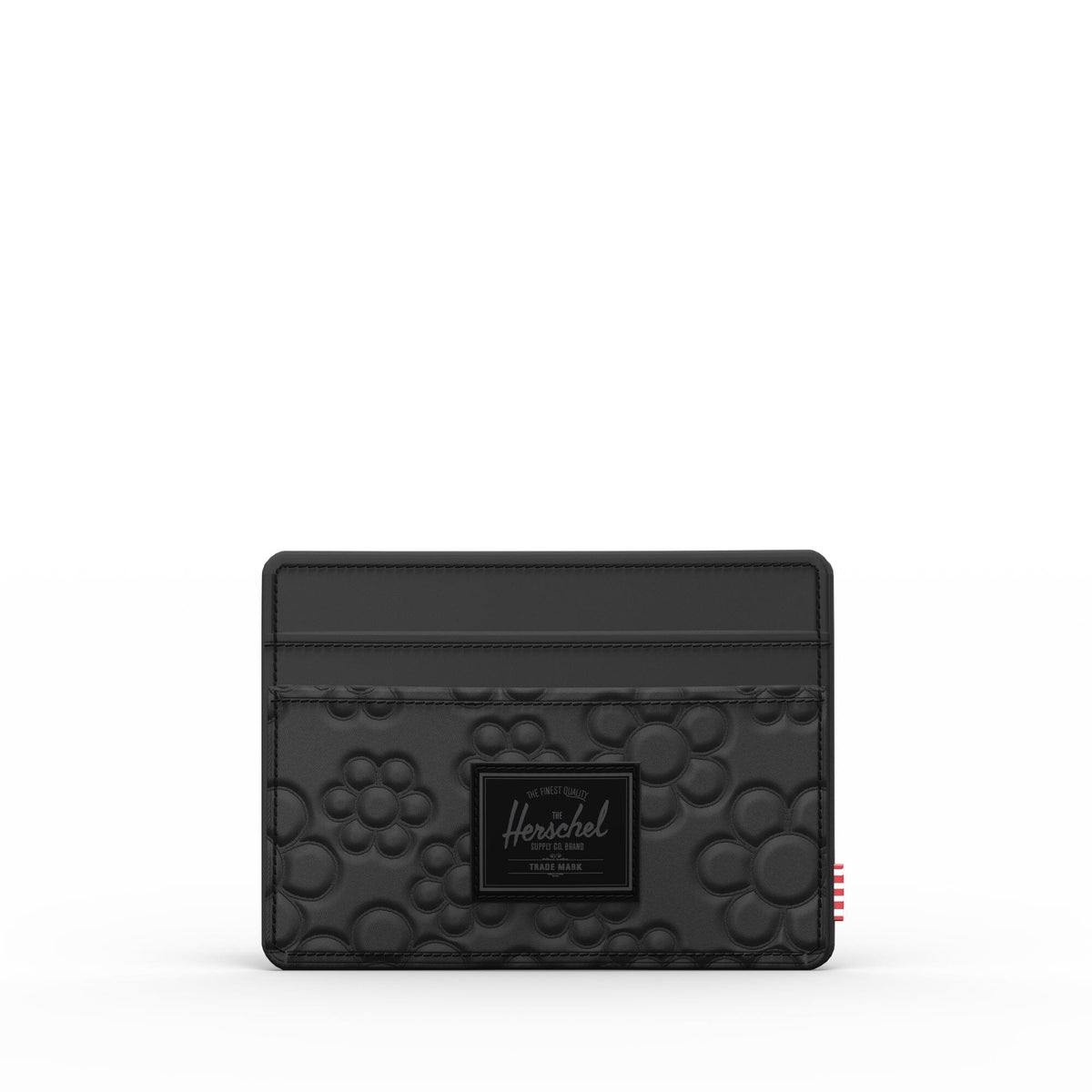 HERSCHEL Quilted Charlie Cardholder Wallet Black Tonal Daisy Men's Wallets Herschel Supply Company