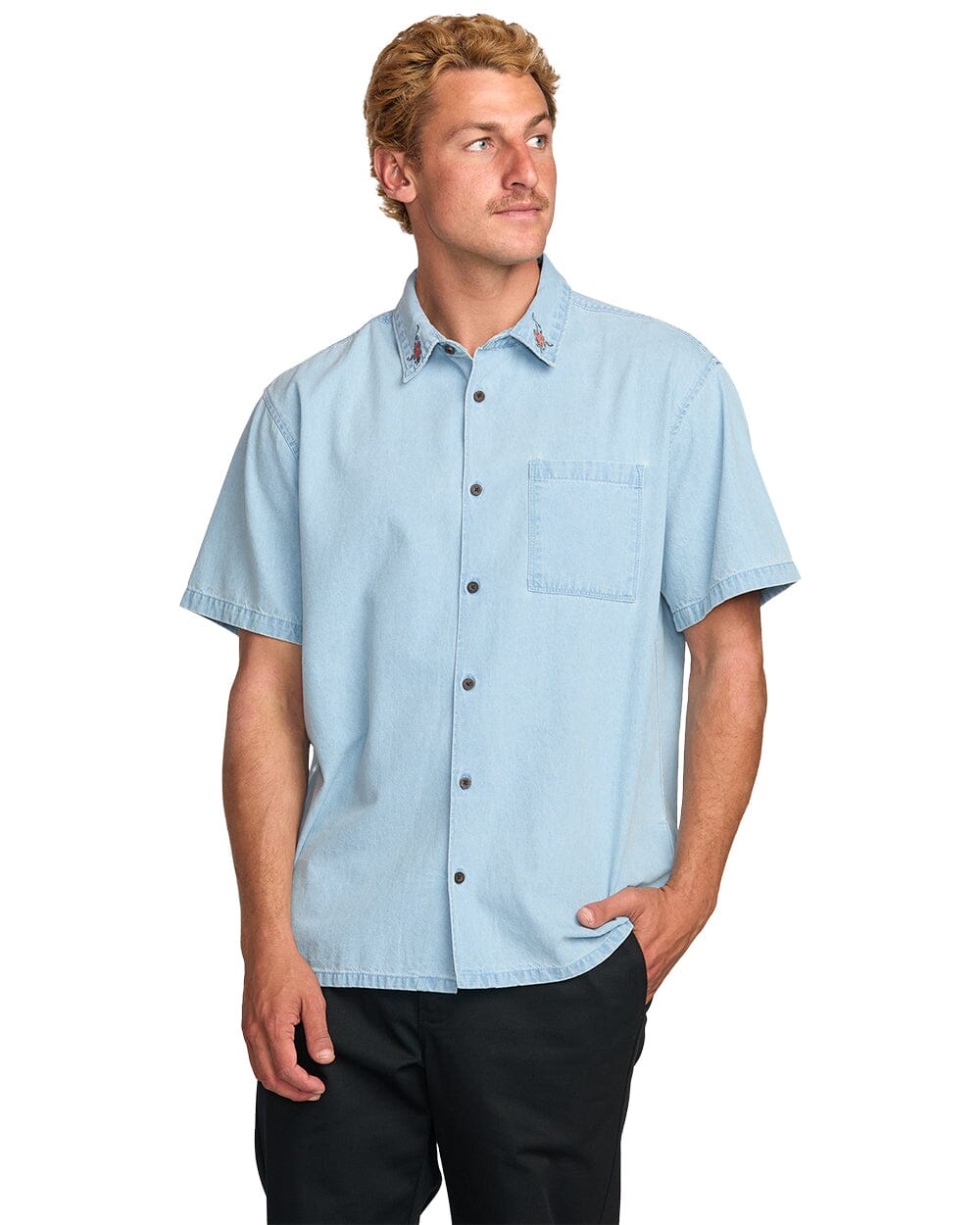 BILLABONG Occy Short Sleeve Button Up Cool Blue Boy's Short Sleeve Button Ups Billabong