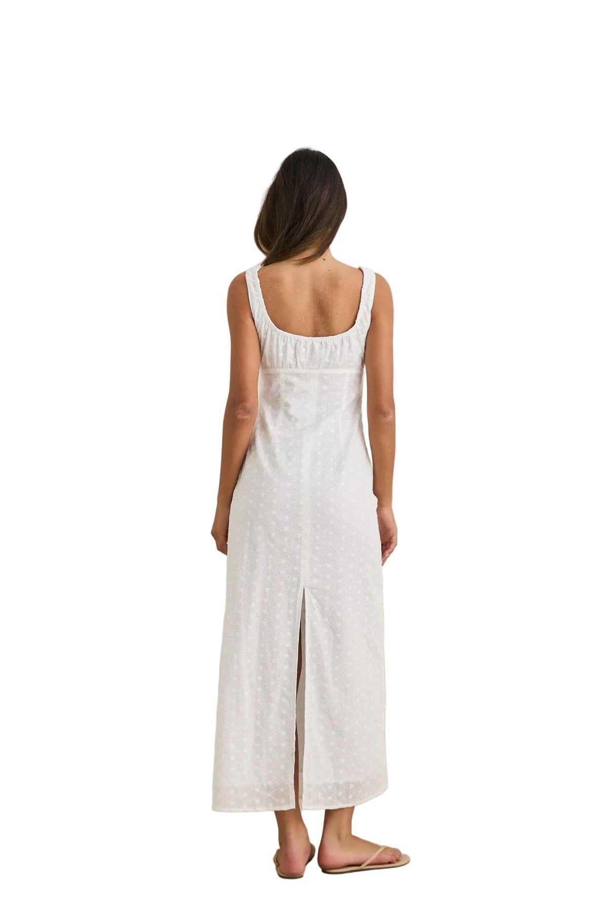RHYTHM Women's Gigi Gathered Maxi Dress White Women's Dresses Rhythm