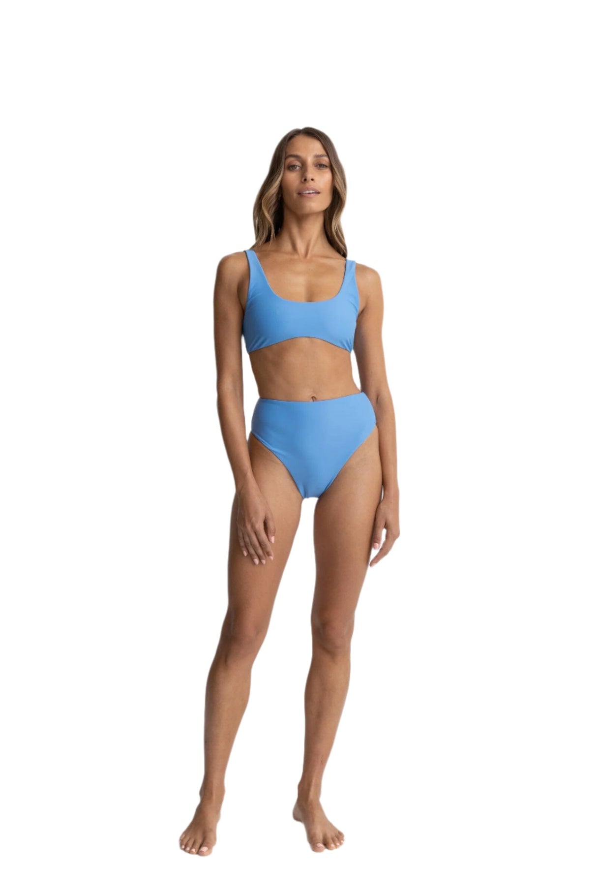 RHYTHM Women's Classic Hi Waist Bikini Bottom Blue Women's Bikini Bottoms Rhythm