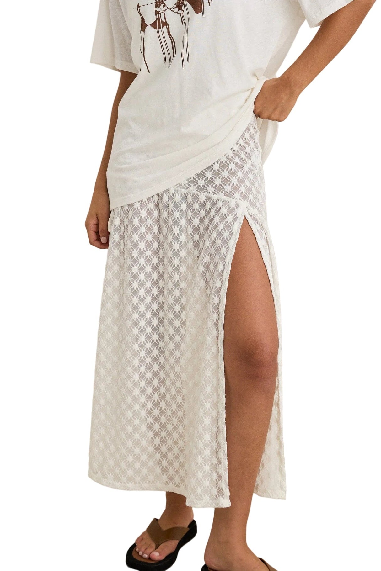 RHYTHM Women's Gigi Lace Maxi Skirt White Women's Skirts Rhythm