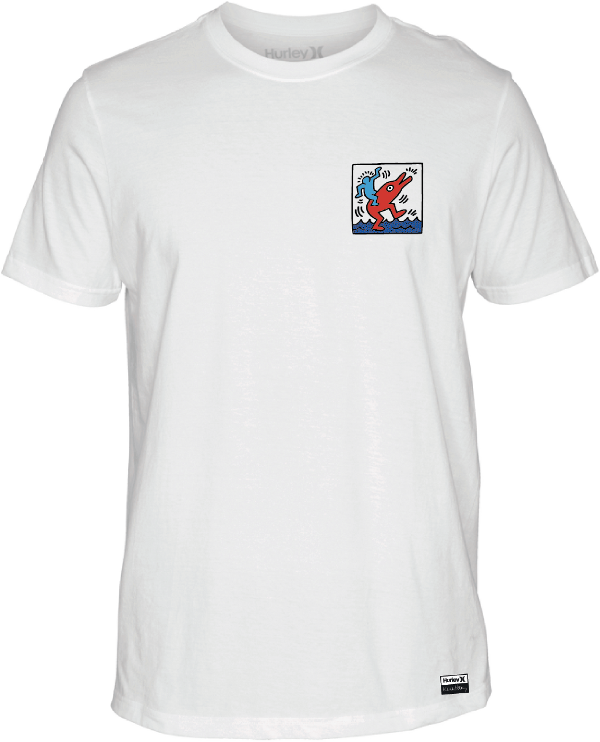 HURLEY Keith Haring Dolphin Ride T-Shirt White Men's Short Sleeve T-Shirts Hurley