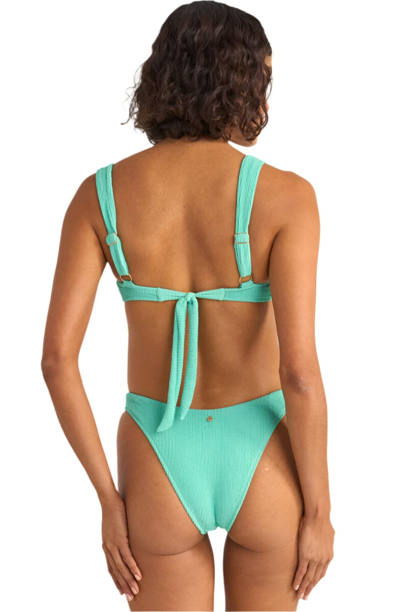 RHYTHM Women's Isla Rib Soft Strap Balconette Bikini Top Sea Green Women's Bikini Tops Rhythm
