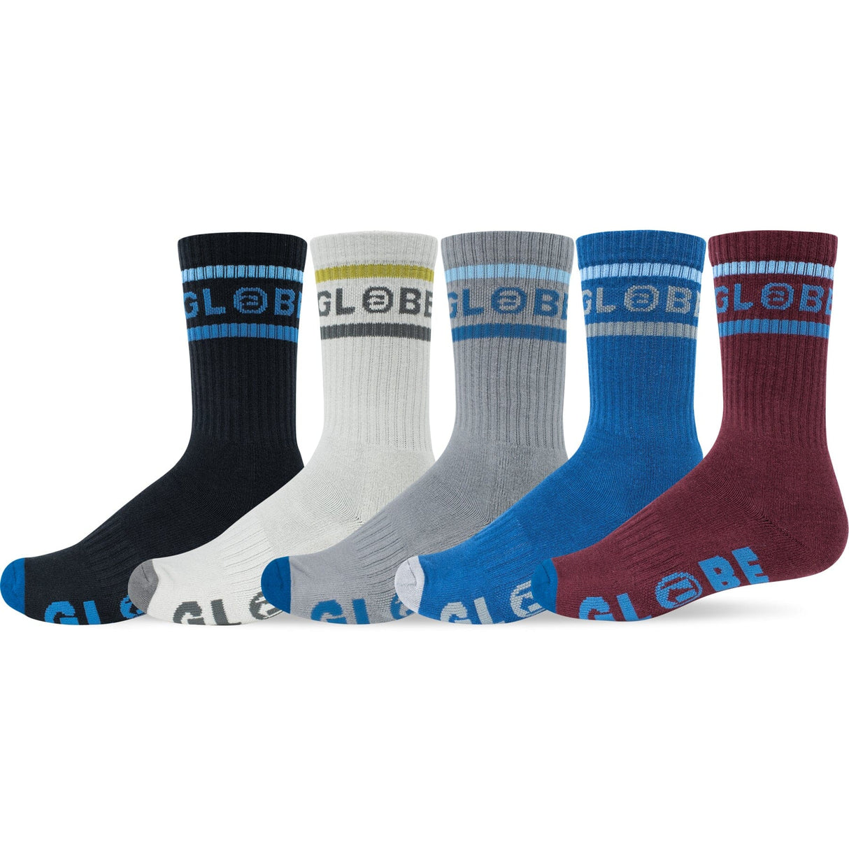 GLOBE Tilt Hi Crew Sock 5 Pack Assorted Men's Socks Globe