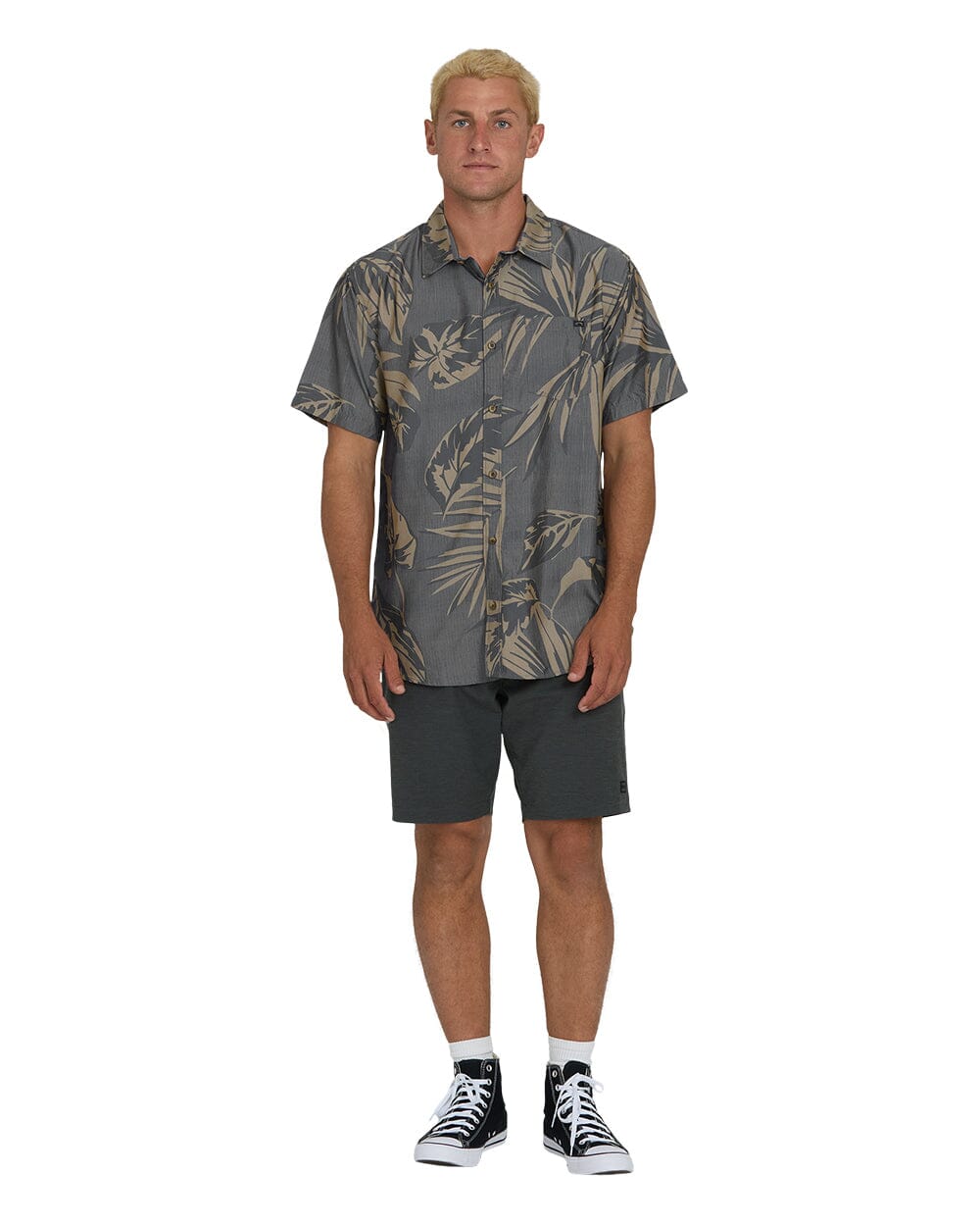 BILLABONG Sundays Lounge Short Sleeve Button Up Black Men's Short Sleeve Button Up Shirts Billabong