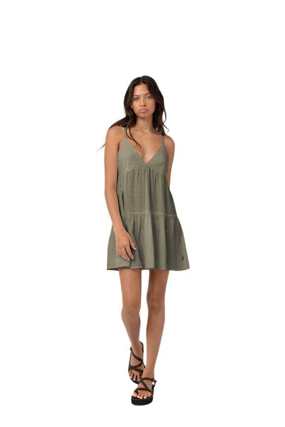 RHYTHM Women's Classic Tiered Mini Dress Olive Women's Dresses Rhythm