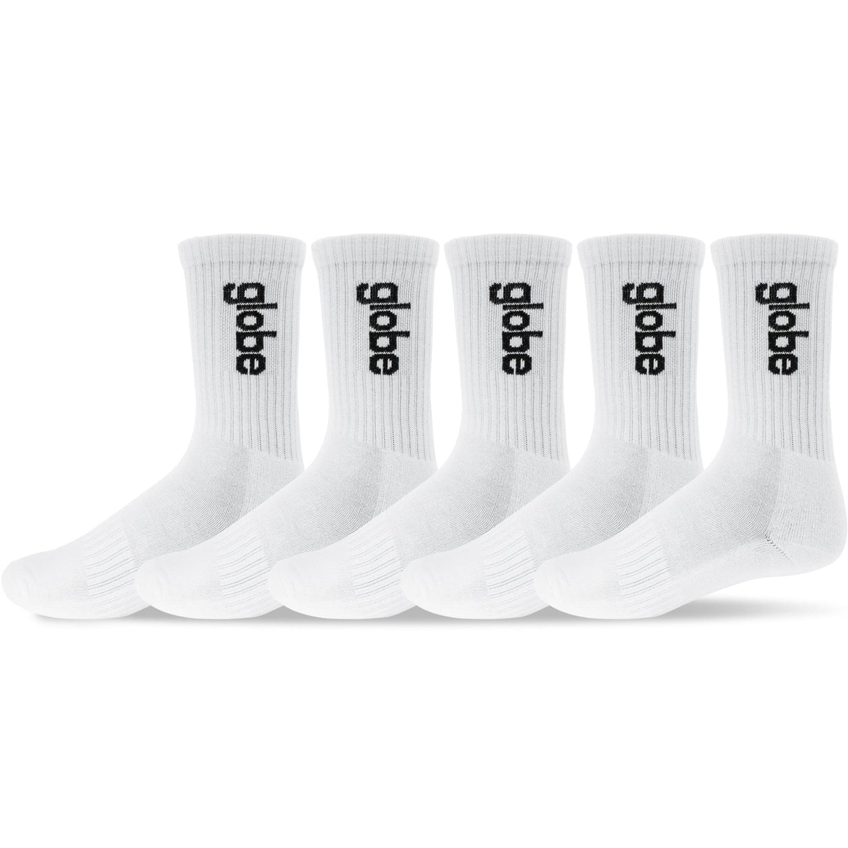 GLOBE O.G. Vert Logo Hi Crew Sock 5 Pack White Men's Socks Globe