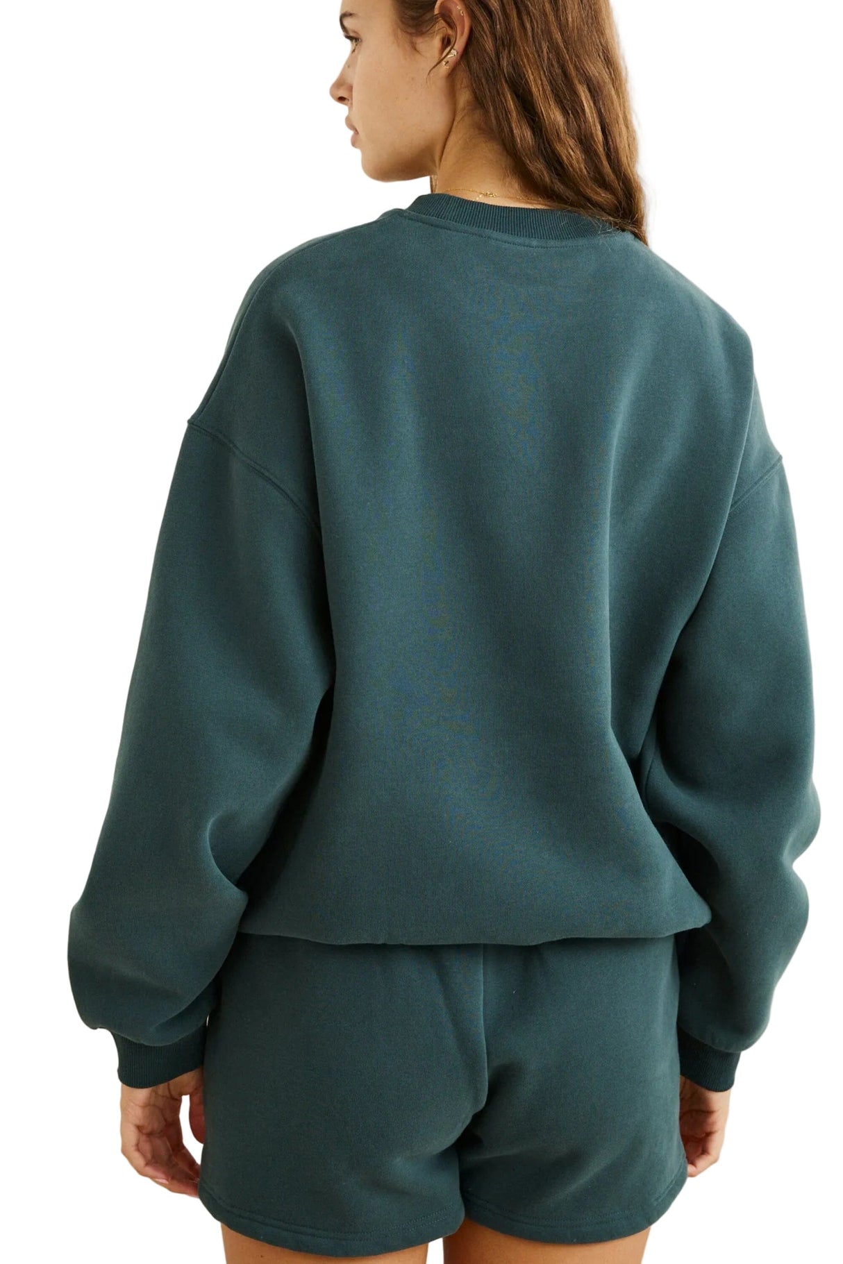 RHYTHM Women's Collegiate Oversized Crewneck Fleece Forest