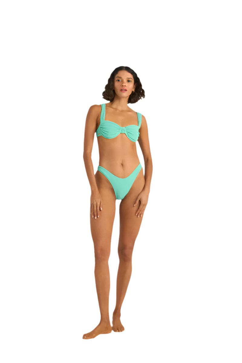 RHYTHM Women's Isla Rib Soft Strap Balconette Bikini Top Sea Green Women's Bikini Tops Rhythm