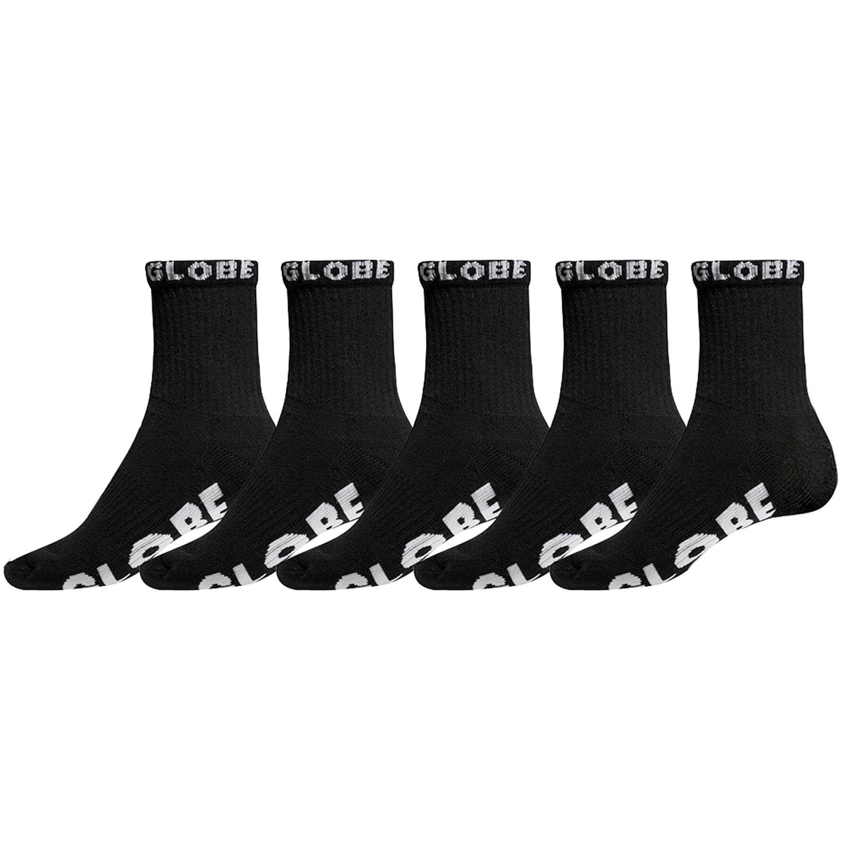 GLOBE Blackout Quarter Socks 5 Pack Black/Black Men's Socks Globe