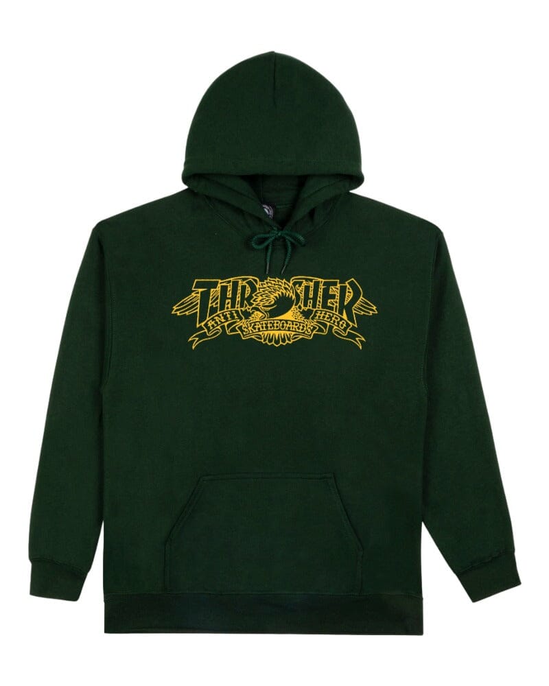 THRASHER X ANTIHERO Mag Banner Pullover Hoodie Forest Green Men's Pullover Hoodies Thrasher