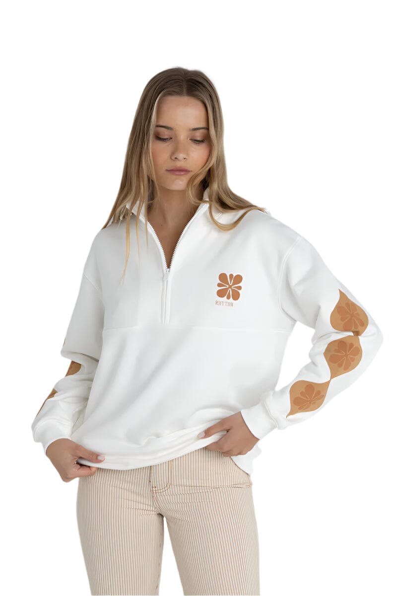 RHYTHM Women's Solitude 1/4 Zip Fleece Vintage White Women's Sweaters Rhythm