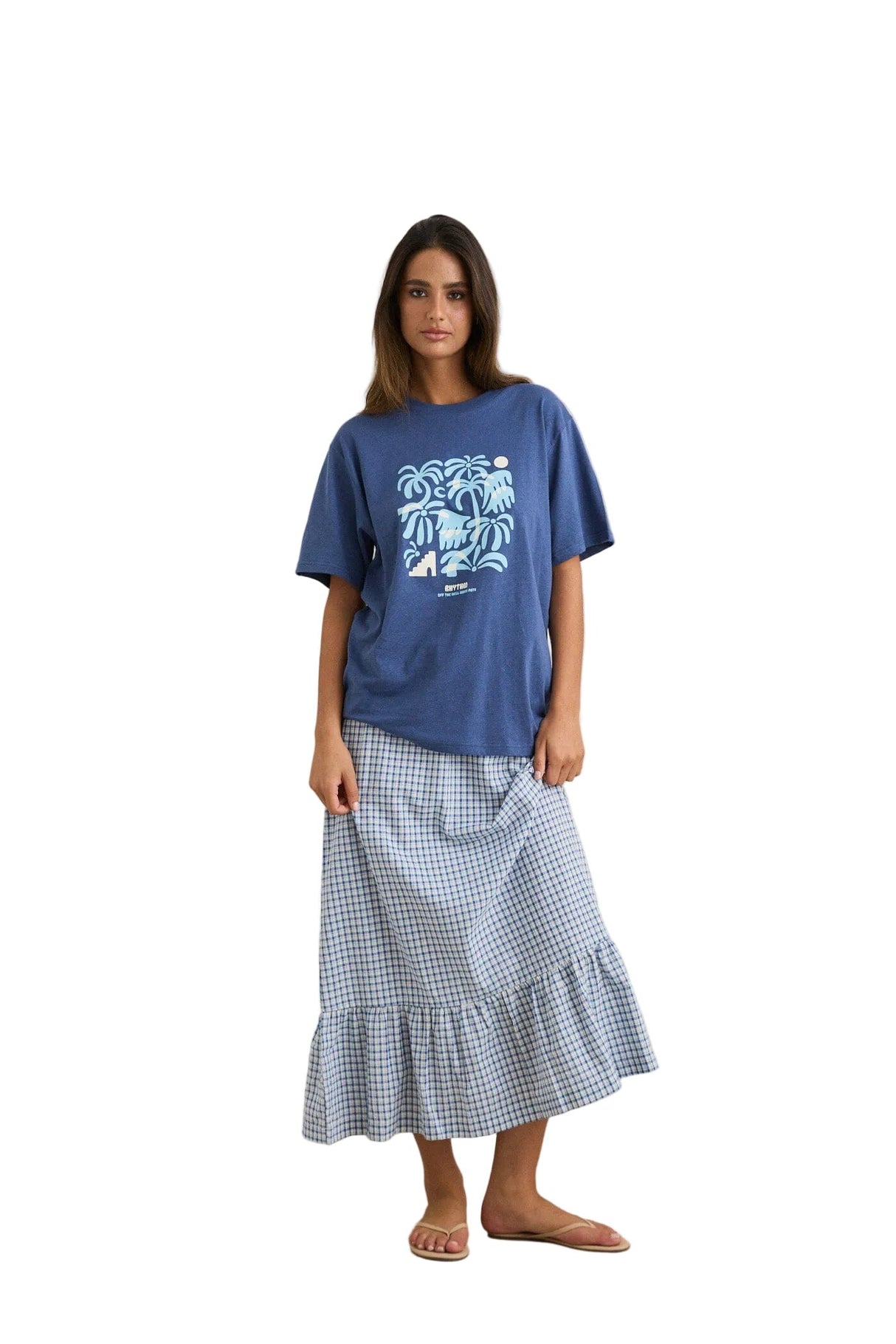 RHYTHM Women's Island Oversized T-Shirt Indigo Women's Short Sleeve T-Shirts Rhythm
