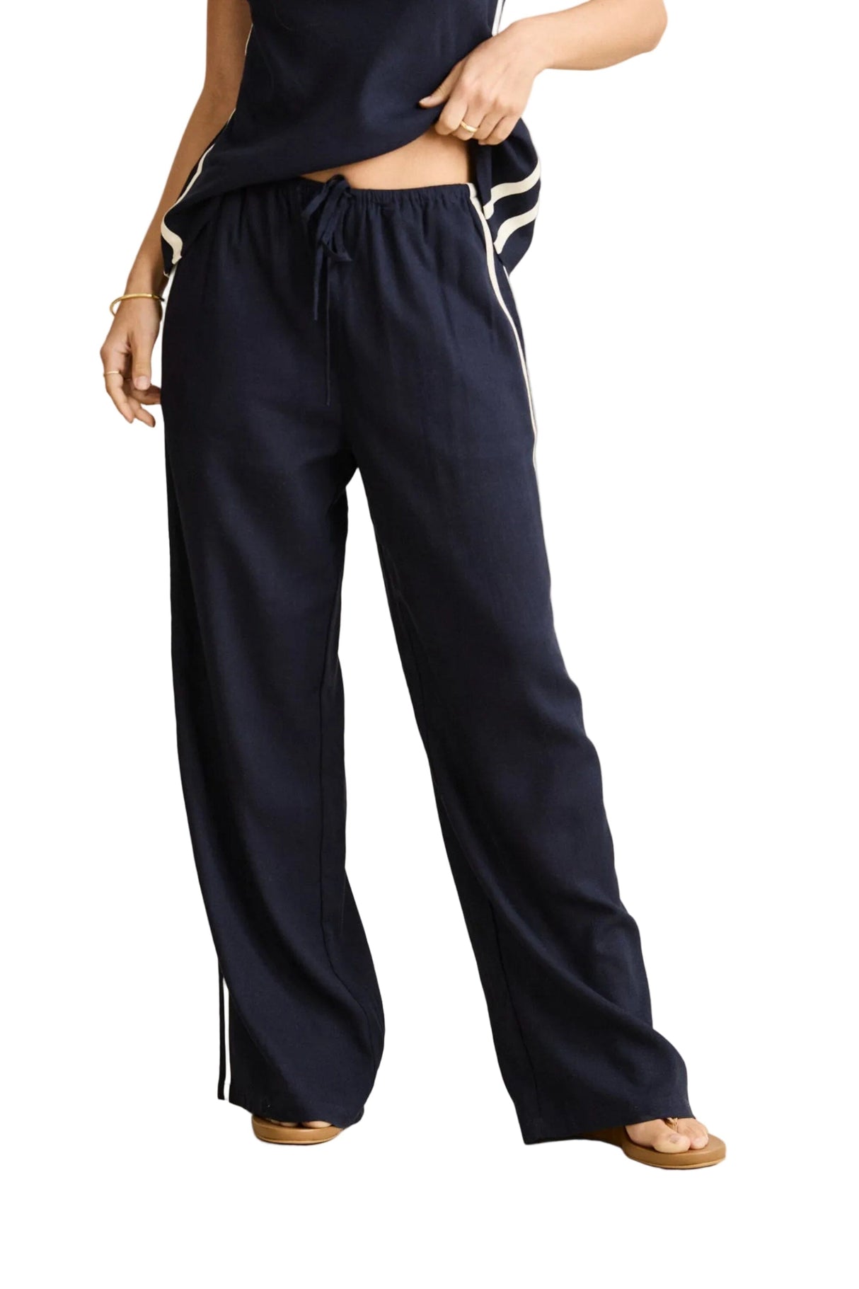 RHYTHM Women's Contrast Linen Track Pant Ocean