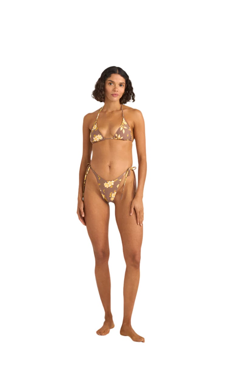 RHYTHM Women's Anika Floral Slide Tri Bikini Top Chocolate Women's Bikini Tops Rhythm