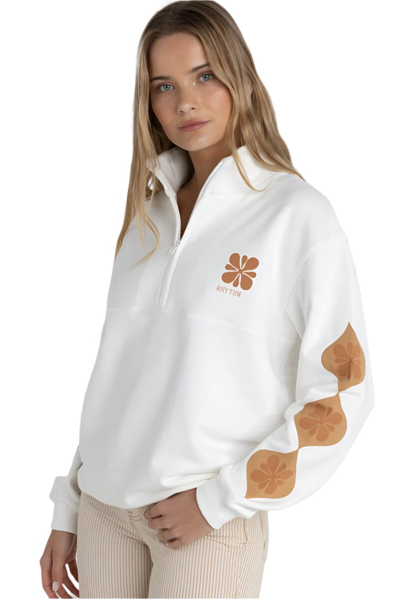 RHYTHM Women's Solitude 1/4 Zip Fleece Vintage White Women's Sweaters Rhythm