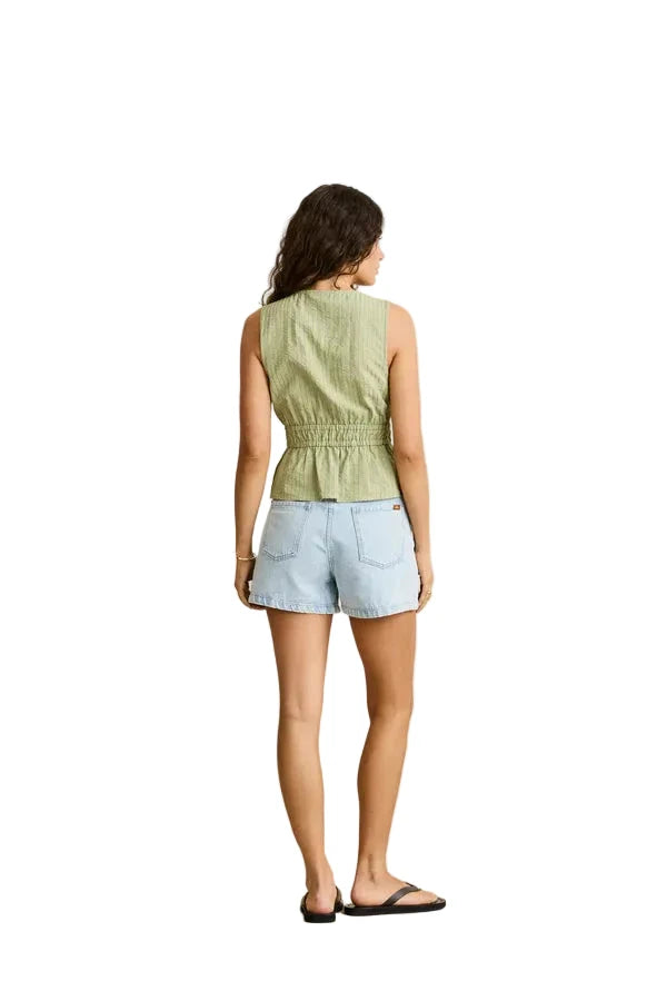 RHYTHM Women's Vista Stripe Tie Front Top Olive Women's Tank Tops and Halter Tops Rhythm
