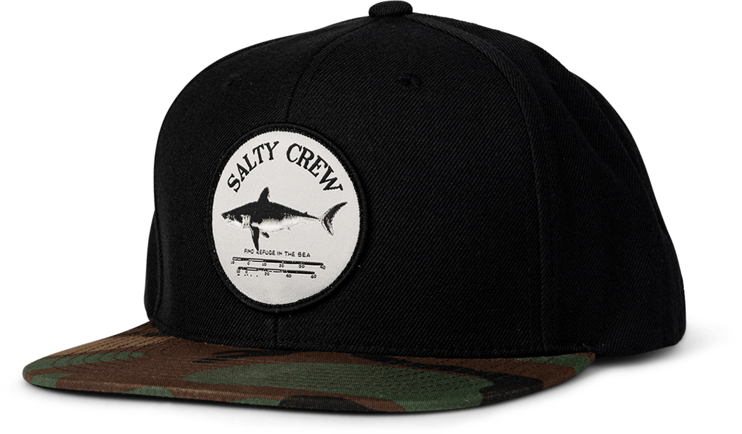 SALTY CREW Bruce 6 Panel Snapback Hat Black Camo Men's Hats Salty Crew 