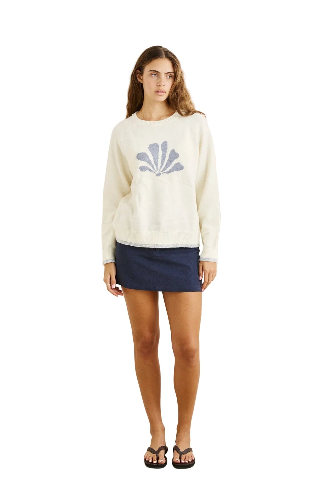 RHYTHM Women's Bayside Knit Crew White Women's Crewnecks Rhythm