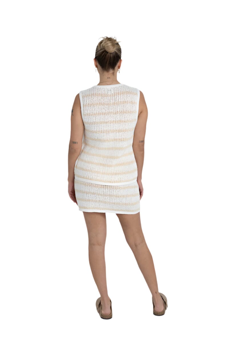 RHYTHM Women's Sol Stripe Longline Knit Vest White Women's Vests Rhythm