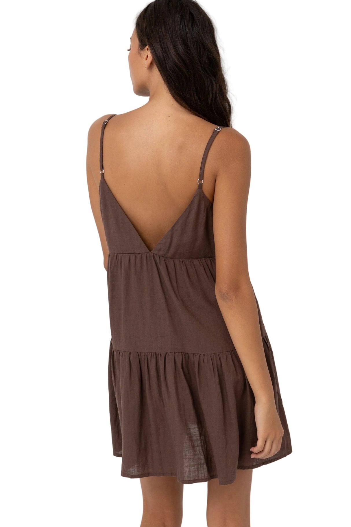 RHYTHM Women's Classic Tiered Mini Dress Chocolate Women's Dresses Rhythm