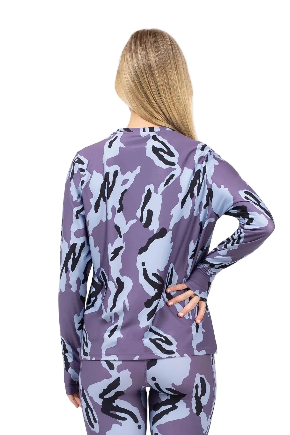 EIVY Women's Versa Loose Fit Rib Base Layer Top Purple Stray Women's Base Layers Eivy