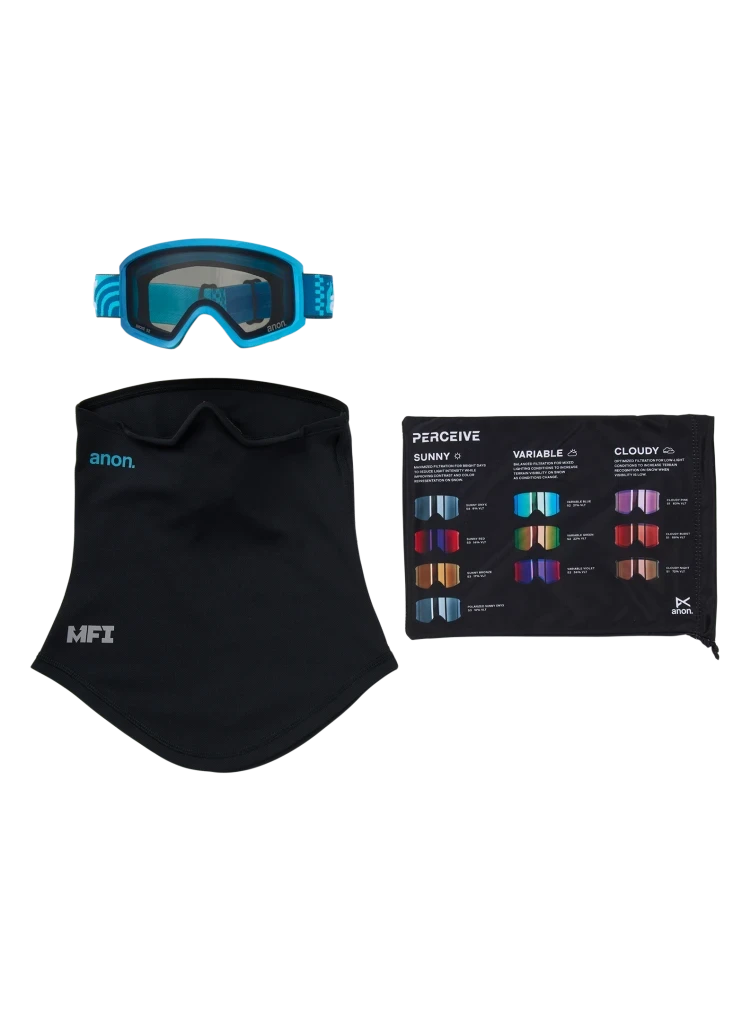 ANON Tracker 2.0 Island Blues - Smoke + Face MFI Face Mask Youth Snow Goggle Snow Goggles Anon