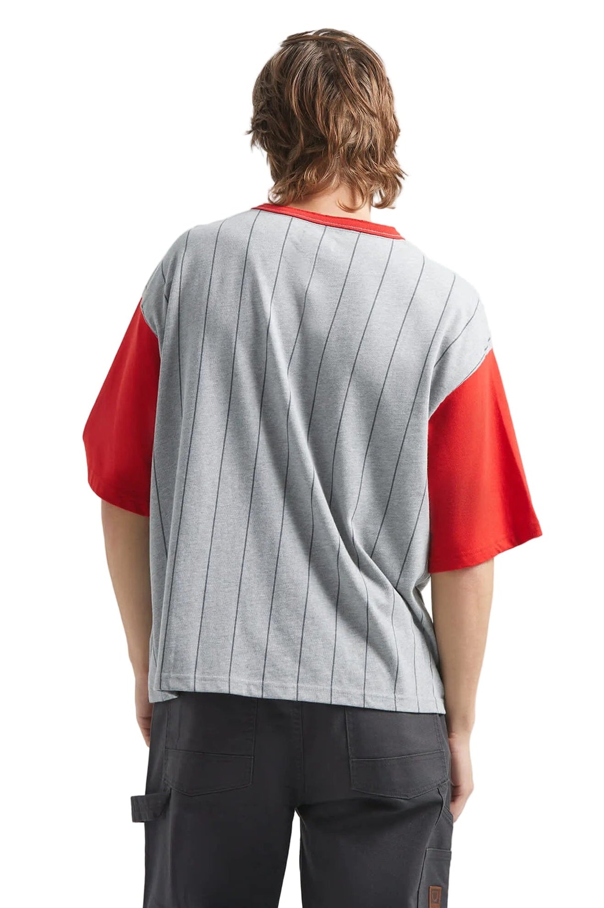 BRIXTON Boxy Baseball T-Shirt Heather Grey/Adrenaline Rush Men's Short Sleeve T-Shirts Brixton