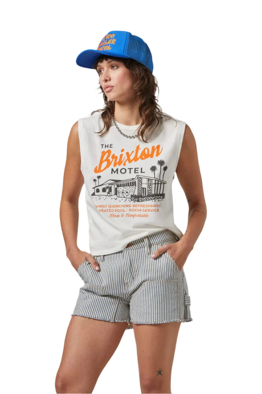 BRIXTON Women's Motel Muscle Tank Off White Women's Tank Tops and Halter Tops Brixton