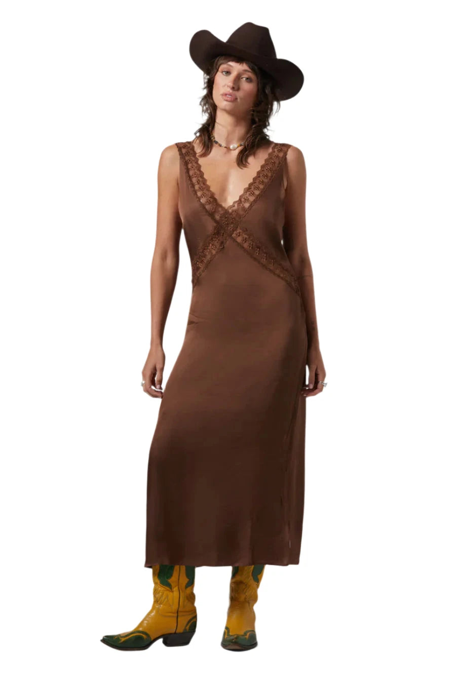 BRIXTON Women's The Ridge Slip Dress Pinecone Brown Women's Dresses Brixton